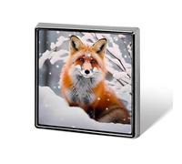 Beautiful Fox In Winter Custom Lapel Pins Square Brooch Tie Suit Dress Accessories for Men Women Wedding Birthday