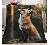 Beautiful Fox Photography Blanket Soft Fleece Blanket for Kids Adults Throw Unique Gift Comfy Lightweight Fuzzy Plush Blanket Single for Couch Sofa Bed Office Red Summer Fall Air Conditioning Blankets