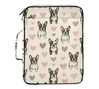 Beautiful French Dog Pattern Filing Wallet pouching Laege Capacity 3 Ringing 1.5 inch Binder with Extra Pockets with Zipper Closure for Document Storage