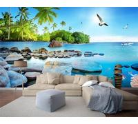 Beautiful Fresh Sea Woods Birds Yacht 3D Wallpaper Luxury Silk Study Dining Feature Sofa Grey Bedroom Living Room Tv Decorative Wall-350cm×256cm
