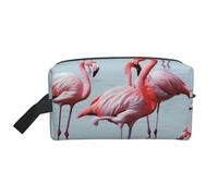 Beautiful Funny Flamingos Printed Cosmetic Case with Handle, Lightweight Compact Storage for Makeup, Toiletries & Gadgets, Make up Organiser for Travel, School, Work