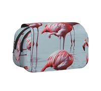 Beautiful Funny Flamingos Printed Flip Pencil Case with 2 Compartments, Large Capacity, Portable Stationery Organizer for School, Travel and Art