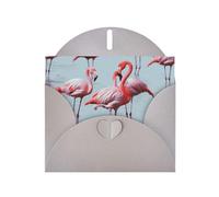 beautiful funny Flamingos Prints Pearl Paper Horizontal Festival Greeting Card for Birthday Cards and All Occasions, Gray
