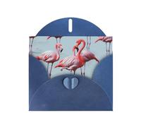 beautiful funny Flamingos Prints Pearl Paper Horizontal Festival Greeting Card for Birthday Cards and All Occasions, Blue