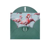 beautiful funny Flamingos Prints Pearl Paper Horizontal Festival Greeting Card for Birthday Cards and All Occasions, Dark Green