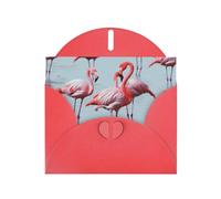 beautiful funny Flamingos Prints Pearl Paper Horizontal Festival Greeting Card for Birthday Cards and All Occasions, Red