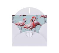 beautiful funny Flamingos Prints Pearl Paper Horizontal Festival Greeting Card for Birthday Cards and All Occasions, White