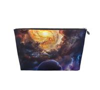 Beautiful Galaxy Print Makeup Bag, Small Travel Cosmetic Bag Toiletry Bag Portable Makeup Pouch with Silver Zipper for Women Girls