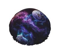 Beautiful Galaxy Printed Reusable Shower Hats, Double Layer Headgear For Spa And Salon, Large Hair Wrap