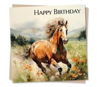 Beautiful Galloping Horse Painting Happy Birthday Card - Special Card For Family and Friends - Horse Lovers - Heartfelt Greetings Wish for Women, Men - Made in UK