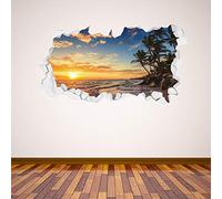 Beautiful Game Beach Sunset Broken Wall Sticker Mural Home Art Vinyl Decal (90cm width x 45cm height)