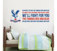 Beautiful Game Crystal Palace Football Club Crest & 'Famous Red and Blue' Song Wall Art Sticker Mural Decals (90cm x 30cm)