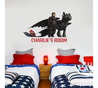 Beautiful Game How To Train Your Dragon Wall Art - Hiccup & Toothless Personalised Sticker Vinyl Art Decal Sticker (60 x 35)