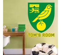 Beautiful Game Norwich City Wall Sticker Personalised Name & Crest Mural Art + Norwich Football Club Bedroom Crest Decal Set (60cm Height)