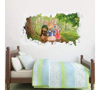 Beautiful Game Official Peter Rabbit, Benjamin Bunny and Lily Bobtail Forest Adventure Smashed Wall Sticker Mural PRTV25 (120cm Width x 70cm Height)