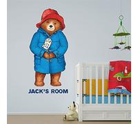 Beautiful Game Paddington Bear Personalised Name Wall Decal Blue - Paddington 002 Kids Wall Art Vinyl Sticker Bedroom Mural (120cm height x 60cm width)