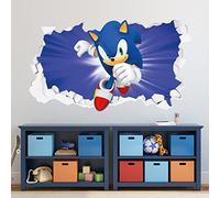 Beautiful Game Sonic The Hedgehog Wall Decal - Sonic Blue Smashed Wall Vinyl Art Decal Sticker (120cm w x 65cm h)