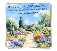 Beautiful Garden Birthday Card - Wishing You A Day Filled With Love, Laughter & Joy - Happy Birthday Card For Women, Men, Gardening Lovers, Friend, Relative