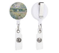 Beautiful Garden Retractable Badge Reel - Personalized ID Name Badge Holder with Lanyard Cute Badges Reel Holder Round Nurse Doctor Name Tag Badges Clip for Work