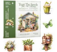 Beautiful Garden Theme Washi Sticker Set for Scrapbooking & Junk Journal - 50 Sheets Vintage Journaling Stickers (TZ-005-005)