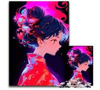 Beautiful Geisha Anime Puzzles 1000 Pieces for Adults Wooden Puzzles Educational Brain Teaser Artistic Home & Office Decor Age 1000 PCS(75x50cm)