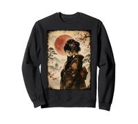 Beautiful Geisha Holding Black Cat Vintage Japanese Moon Art Sweatshirt