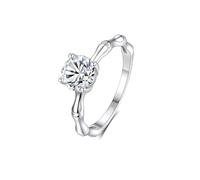 Beautiful Gift for Women, 14K White Gold Ring Engagement Polished Solitaire Ring with 6.5mm Round Moissanite 1ct Silver Size Q 1/2
