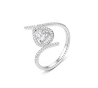 Beautiful Gift for Women, Engagement Ring Unique Droplet with 0.8ct Moissanite 14K White Gold Size P 1/2