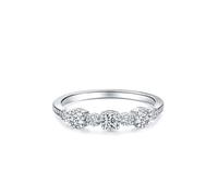 Beautiful Gift for Women, Eternity Ring for Women Circle Silver with Round Shape Lab Created Diamond 18K White Gold Size J 1/2