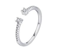 Beautiful Gift for Women, Gothic Engagement Ring Simple Open Ring Adjustable with Round Shape Moissanite 14K White Gold Size J 1/2