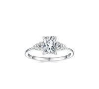 Beautiful Gift for Women, Large Engagement Ring with Rectangular Moissanite Silver 14K White Gold Size S 1/2