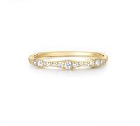 Beautiful Gift for Women, Matching Rings 14K Yellow Gold Half Eternity with Round Moissanite Size O 1/2