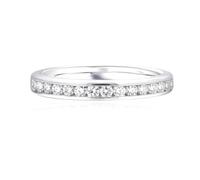 Beautiful Gift for Women, Pretty Rings for Women White Gold Half Eternity 2mm Moissanite Platinum Size J 1/2