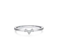 Beautiful Gift for Women, Promise Ring to Myself Stackable Simple Thin Round Diamond 18K White Gold Size U 1/2
