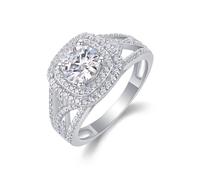 Beautiful Gift for Women, Wedding Rings Gold Ring with 1ct Round Moissanite Silver Platinum Size P 1/2