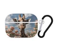 Beautiful Giraffe AirPods Pro Case Cover with Keychain Ring PC Hard Shell Protective Case for AirPods Pro 2nd for Women Men Generation Easy Open Full Drop Protection Cover White-Style