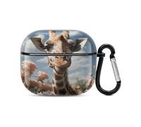 Beautiful Giraffe Bluetooth Earbuds Case Cover Full Body Shockproof Protection Hard Case Support Wireless Charging with Keychain Personalized Gift for AirPods 3