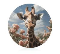 Beautiful Giraffe Cutting Board for Kitchen Mini Cheese Chopping Board Round Tempered Glass Chopping Block for Picnic Cutting Pizza Meat Fruit(7.9 Inch)