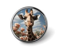 Beautiful Giraffe Lapel Pins Metal Pin Badge Personalized Pinback Button Badges Classic Round Badge Recognition Enamel Lapel Pin for Jackets, Backpacks, Bags