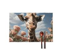 Beautiful Giraffe Placemats Set of 4-17.7x11.8 Inch Washable Non-Slip Table Mats, Durable Wipeable Kitchen & Dining Mats for Party Decor, Home Table Setting, Oil/Scratch Protection