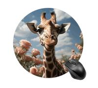 Beautiful Giraffe Round Mouse Pad Smooth Glide Gaming Mousepad Extra Density Portable Comfortable Mouse Mat for Desk, Home, Office 7.8x7.8 Inches