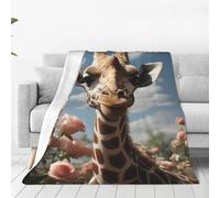 Beautiful Giraffe Throw Blanket for Couch, Plush Fuzzy Soft Flannel Blankets and Throws for Sofa, 60"x50" Bed Blankets for Travel Camping Chair, All Season Warm Fleece Blanket