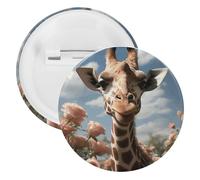 Beautiful Giraffe Tinplate Badge Personalized Round Brooch Large Craft Button Suitable for Teachers, Nurses, Doctors, Staff, Party Gift Accessories, 5PCS, Plastic, plastics