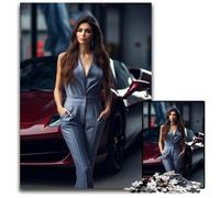 Beautiful Girl And Ferrari JigsawPuzzle 1000 Pieces for Adults Jigsaw Puzzles Relaxing Entertainment Home Decor 1000 PCS(38x26cm)