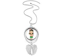 Beautiful Girl Hawaii Cartoon Pendant Angel Wings Rotating Necklace Jewelry