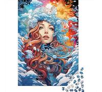 Beautiful Girl in The Snow Puzzle Difficult Hard Paper Rectangular Jigsaw Puzzle for Adult Children Unique Gift 1000pcs (75x50cm)