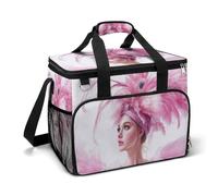 Beautiful Girl Pink Outfit Camping Cooler Bags Insulated Beach Cooler Portable Leak Proof Camping Cooler with Shoulder Strap