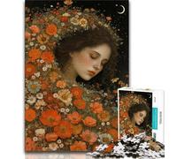 Beautiful Girl with Flowers 1000 Pieces Jigsaw Puzzles for Adults And Teens,Learning Educational Toys Family Games Unique Birthday And Gifts 38x26cm