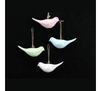Beautiful Gisela Graham Baby Pastel Wood Little Bird Decoration 10cm (Green)