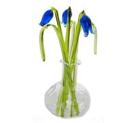 Beautiful Glass Ornament Sculpture Bluebell Flowers In Vase